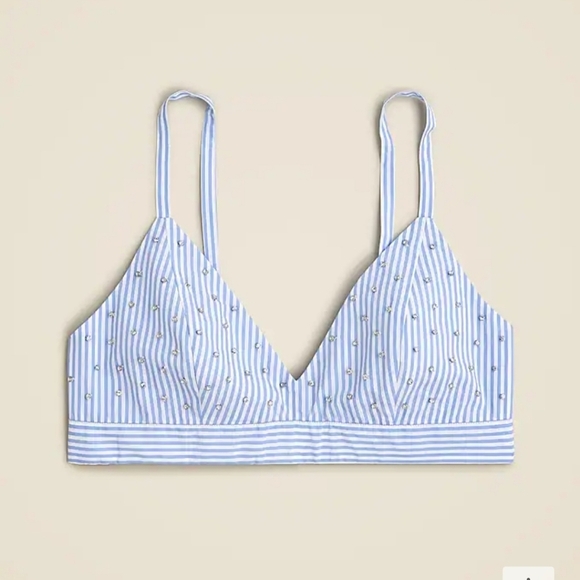 J Crew Collection Collection embellished bra top in stripe Sz 10 - Picture 5 of 10